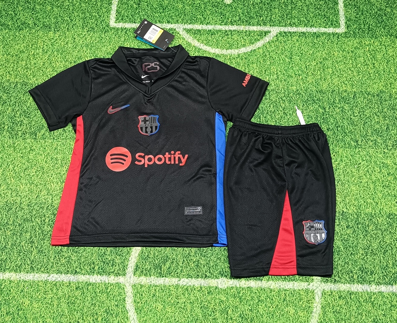 Kids-Barcelona 24/25 Away Black/Red/Blue Leaked Jersey